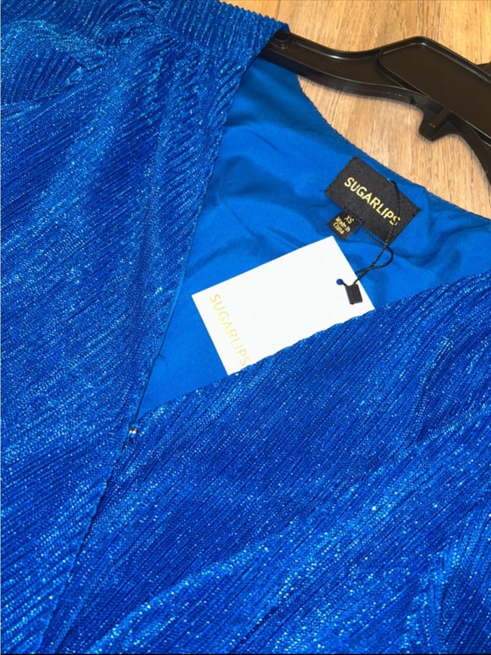 Blue V-Neck Ruffle Wrap Dress - Picture 3 of 4